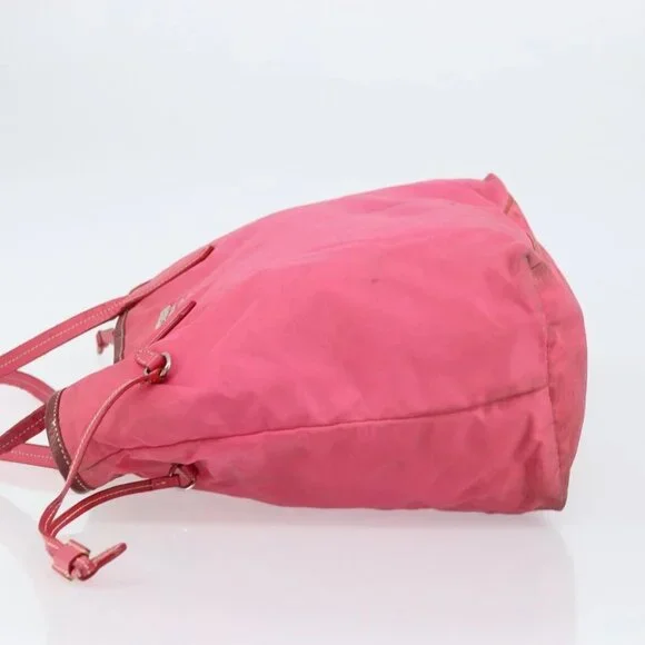 PRADA Tote Bag Nylon Pink Silver Auth 151499